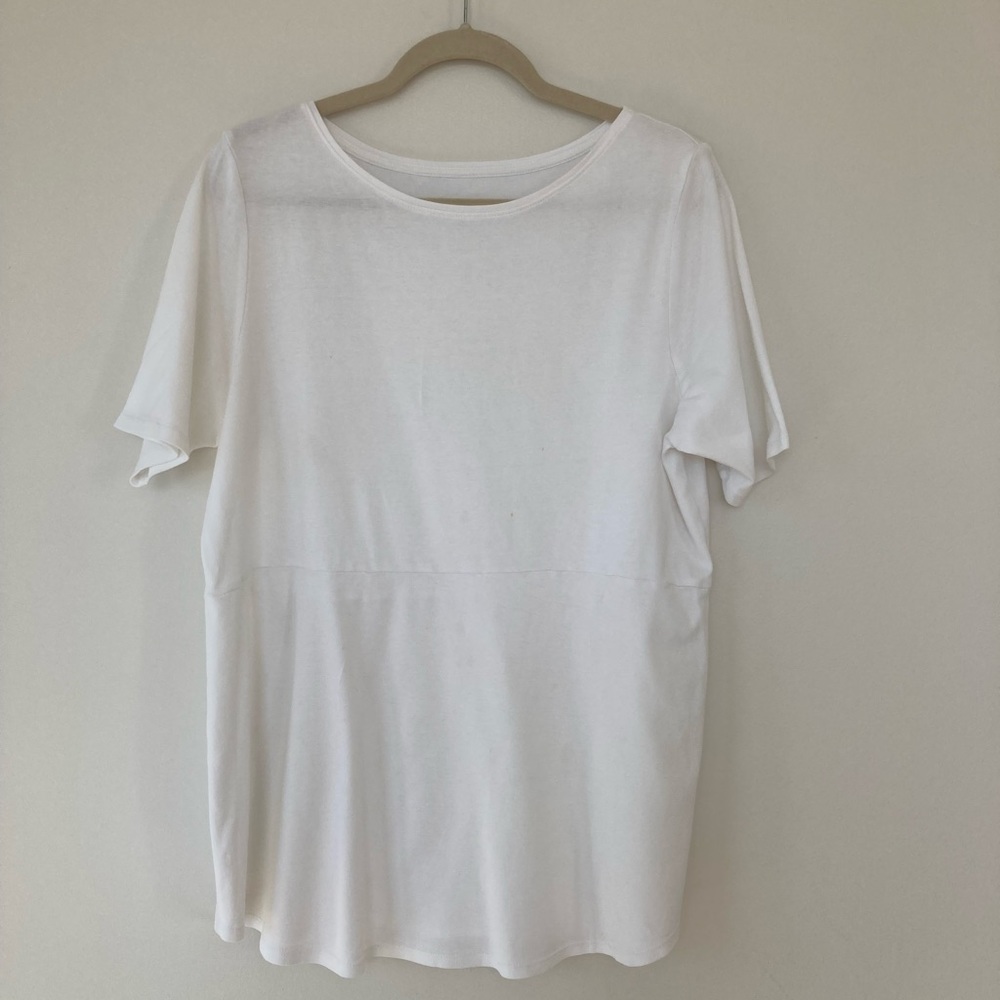 J.Jill Elbow Sleeve White Tunic Tee, Large